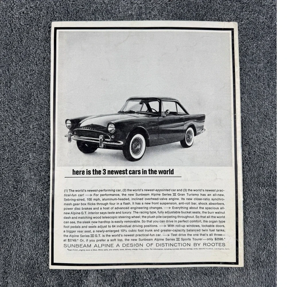 Vintage November 1963‎ Speed & Sport Magazine SCCA California Racing Sunbeam Ad